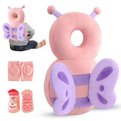 Butterfly baby head protector backpack set