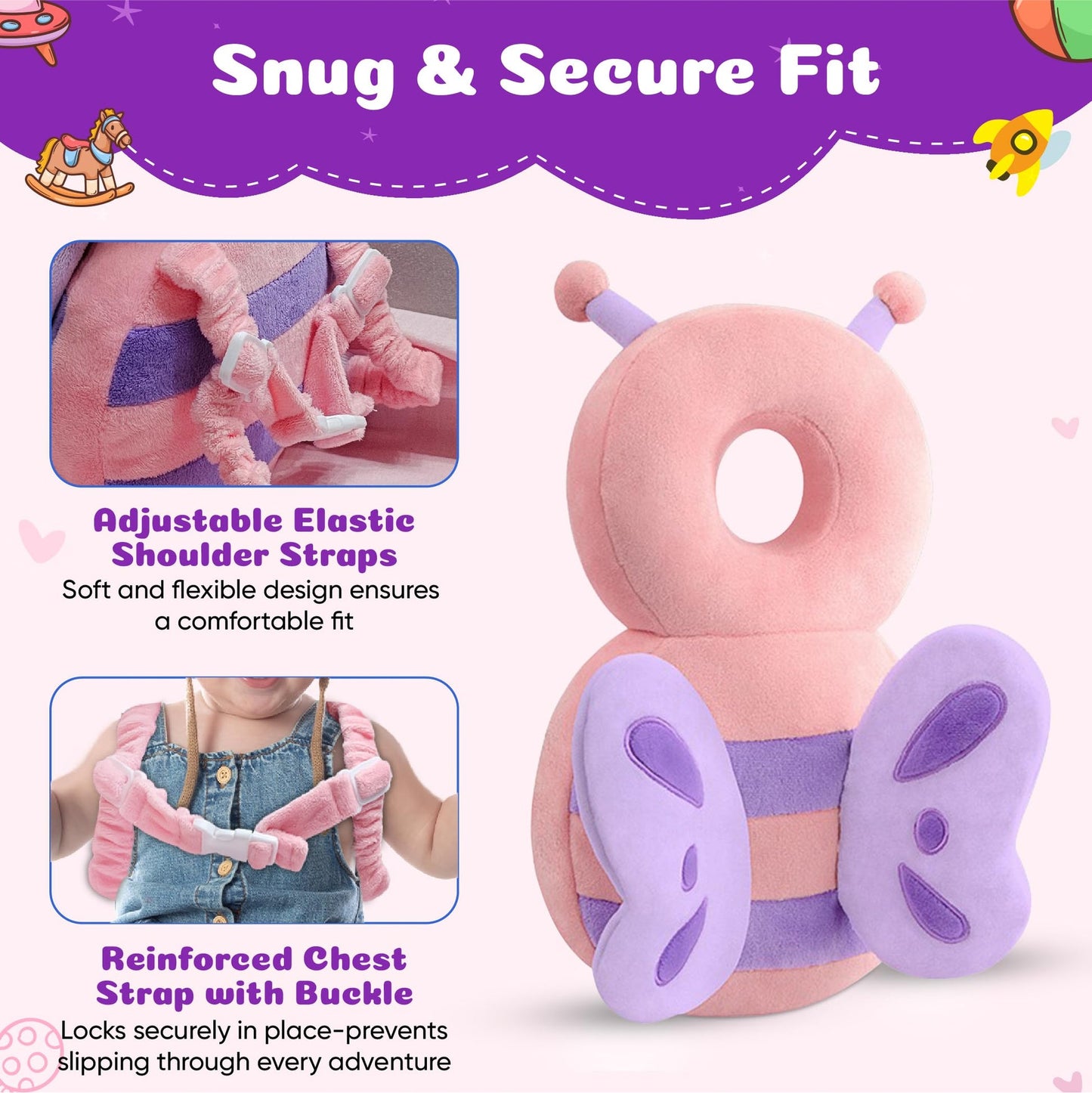 Butterfly baby head protector backpack accessories