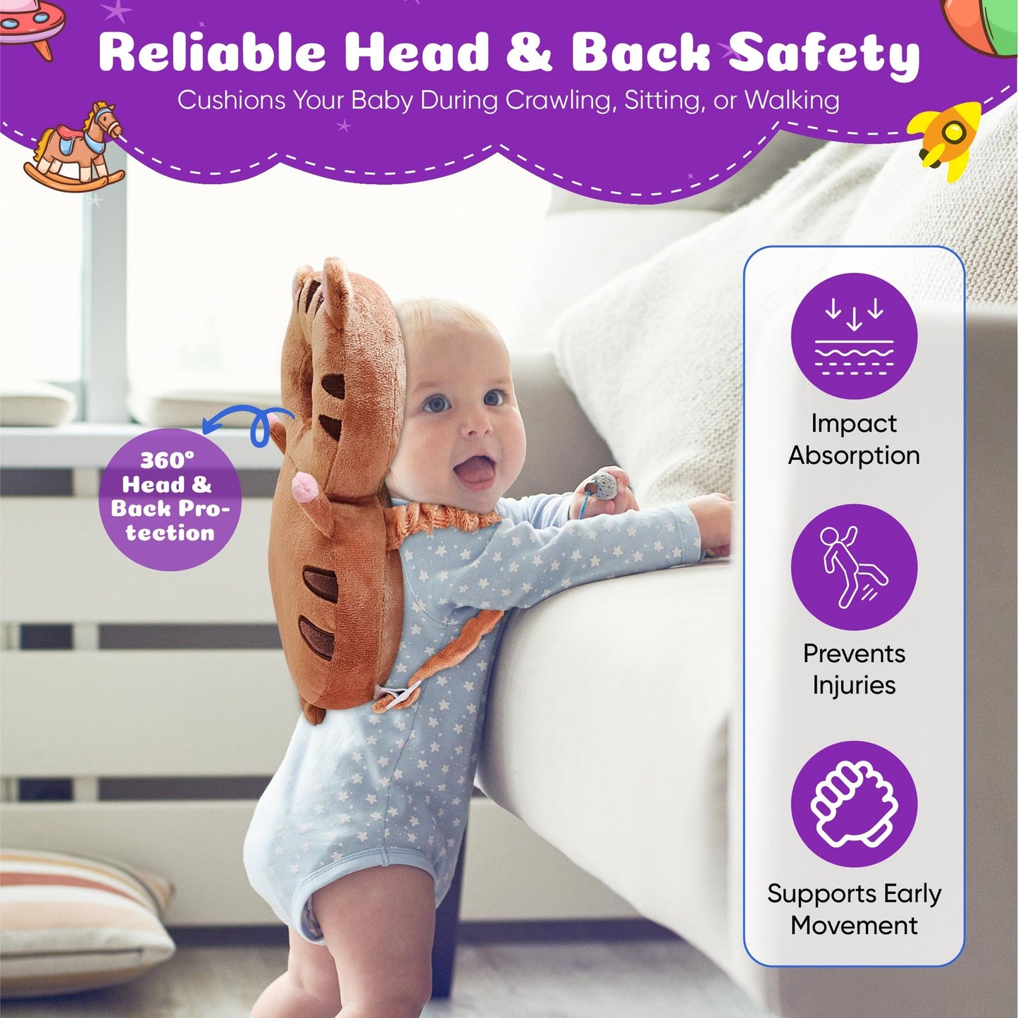 Butterfly baby head protector backpack washable design
