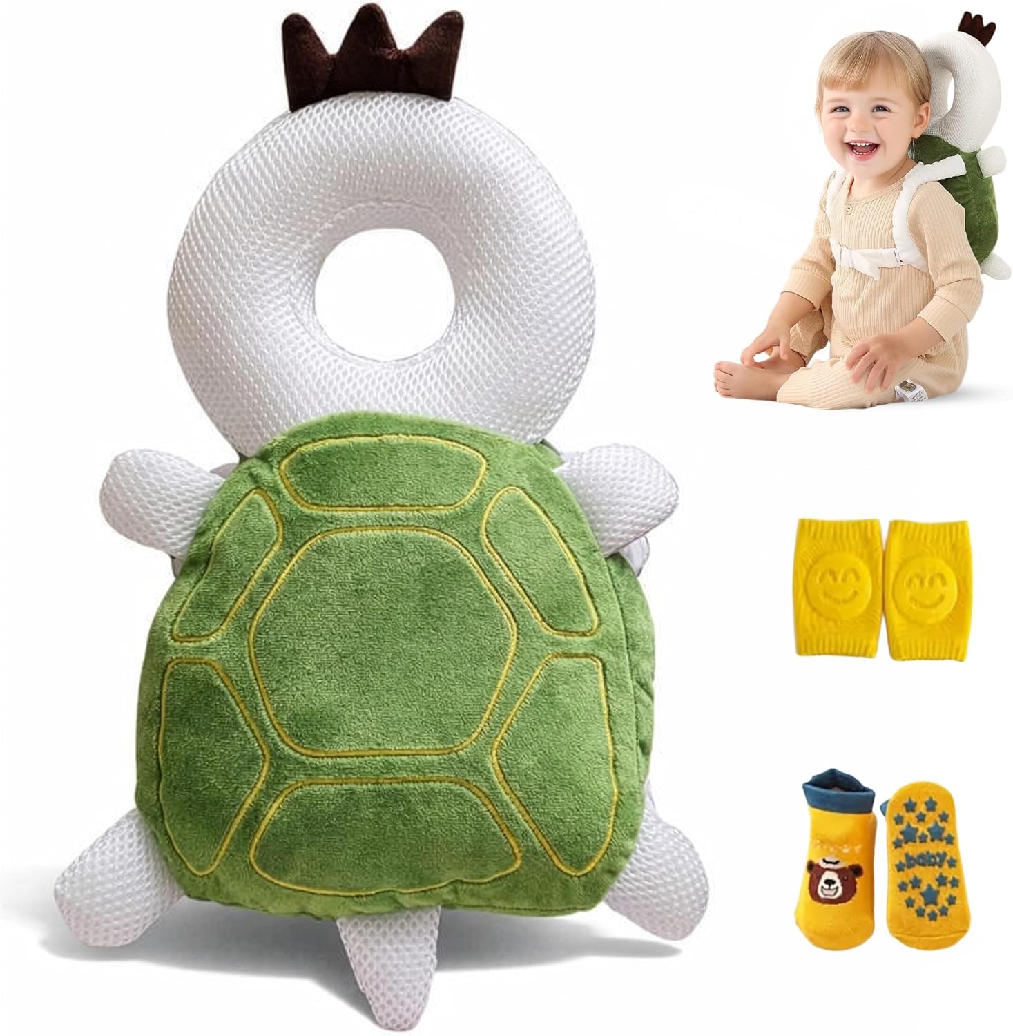 Turtle baby head protector backpack set