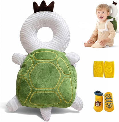 Turtle baby head protector backpack set