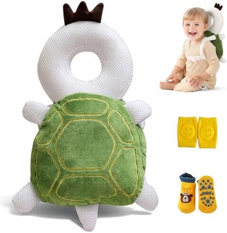 Turtle baby head protector backpack details