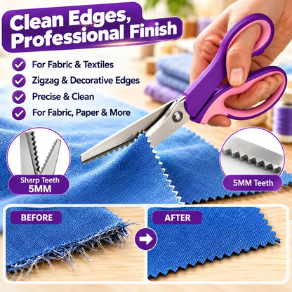 Cutting fabric to create a neat zigzag decorative edge