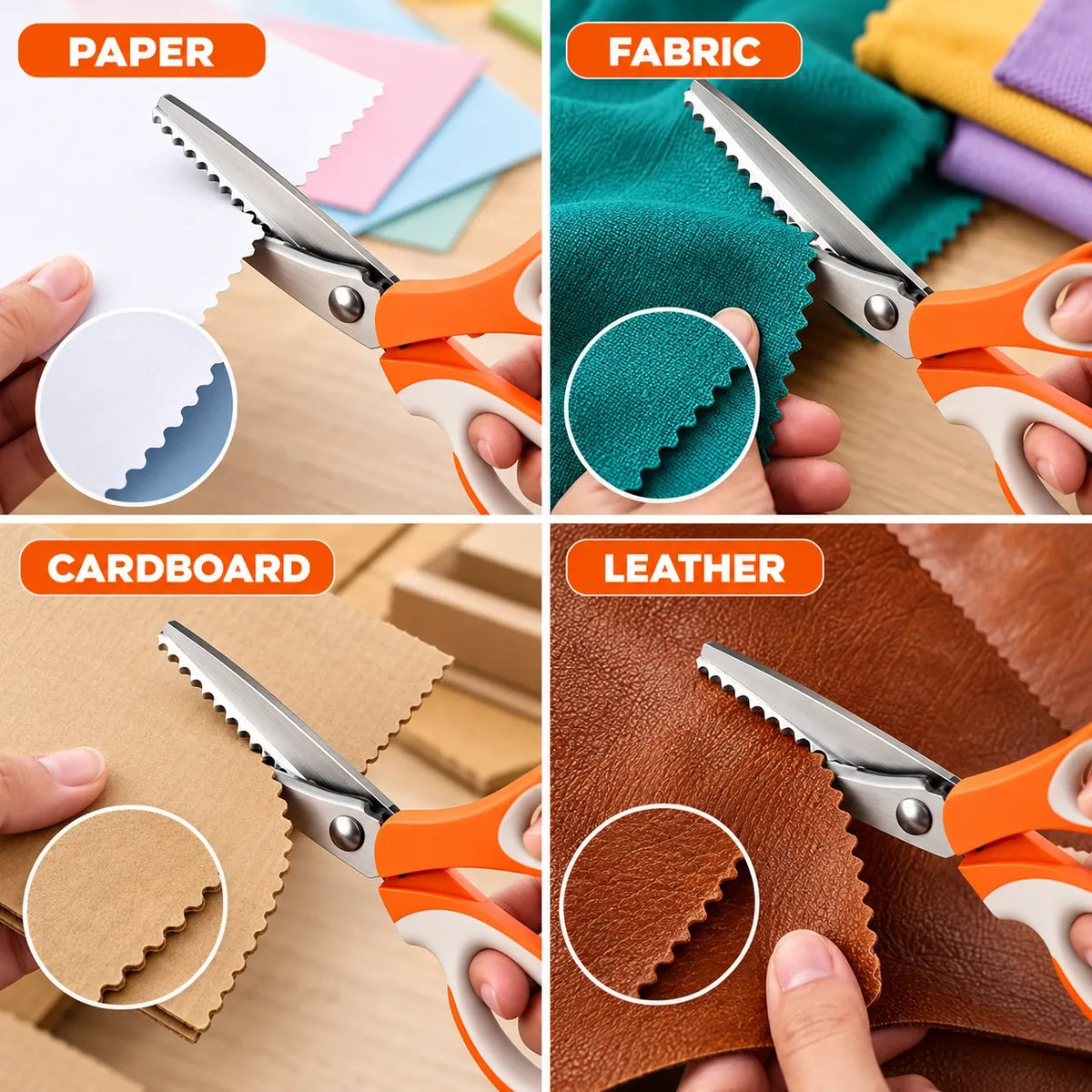 Decorative scissors used with paper, fabric, cardboard and leather